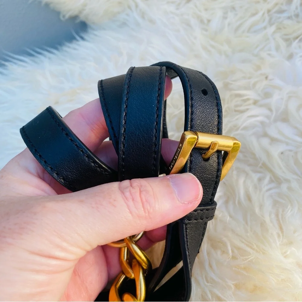 MICHAEL KORS black leather gold chain bag strap purse - Picture 4 of 5